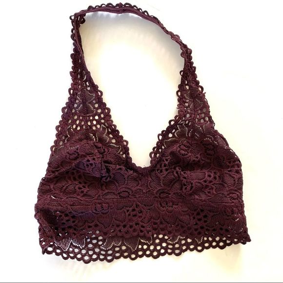 Aerie Halter Top Bralette Size M Purple Lace - Picture 1 of 3